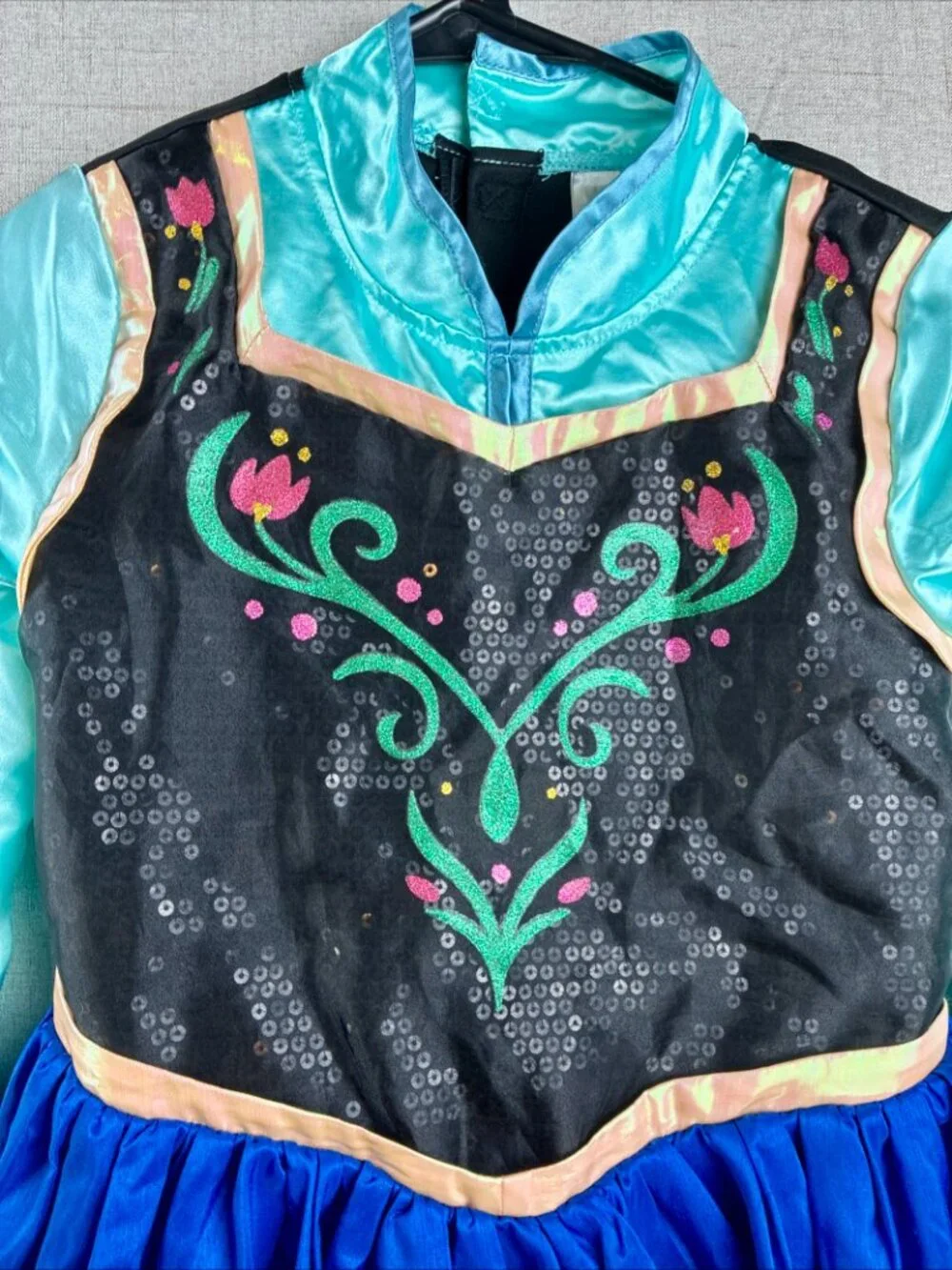 Anna Traveling Costume Frozen Girls Nordic Blue Sequins Pink Tiara 9 10 No Cape
